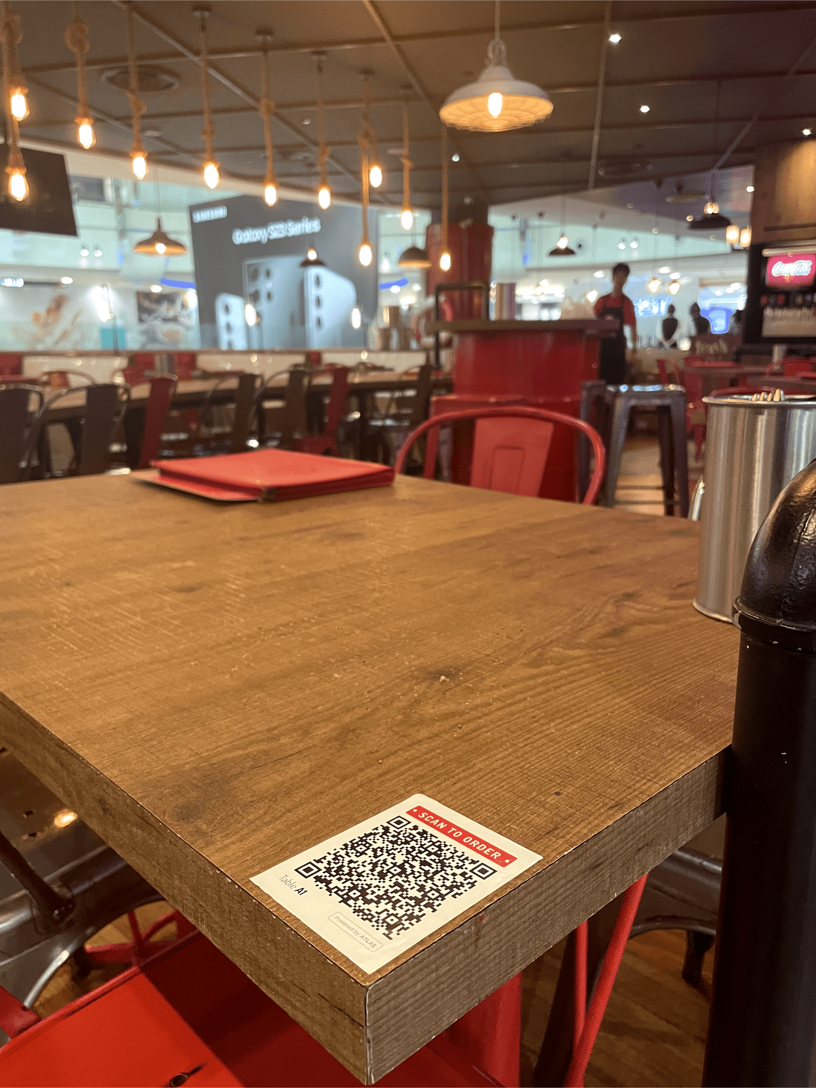 QR code at restaurant table